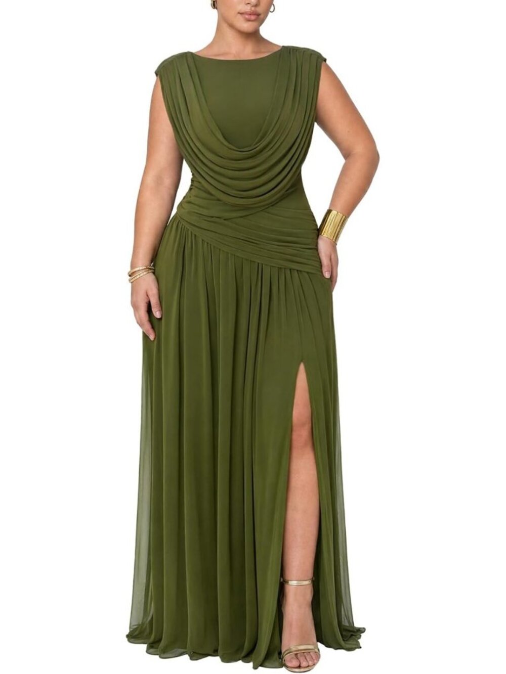 Elegant Convertible Ruched Maxi Dress for Women - Perfect Wedding Guest Attire